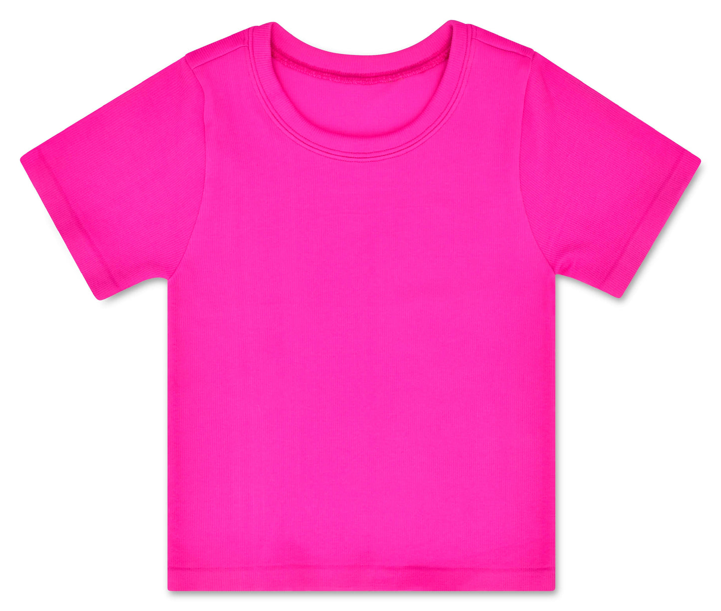 Ribbed Short Sleeve Tee | Bright Pink