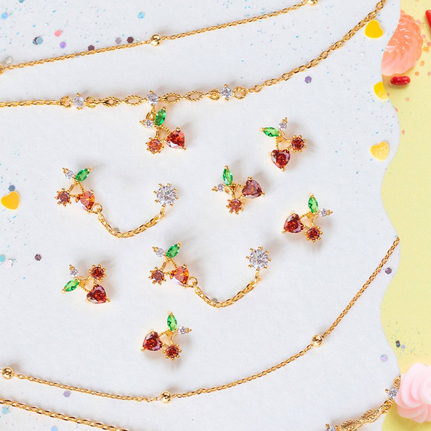 Girls Crew Cherry On Top Gold Studs