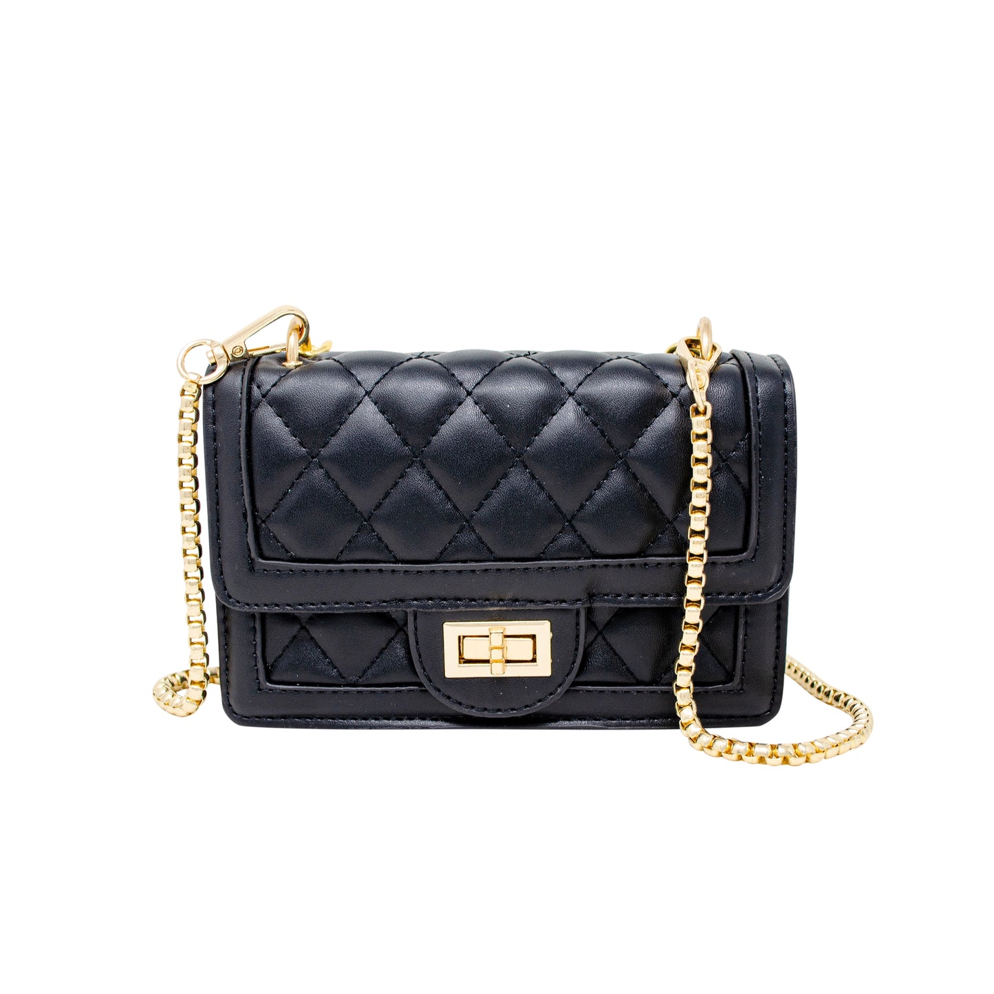 Classic Quilted Large Flap Handbag - Black