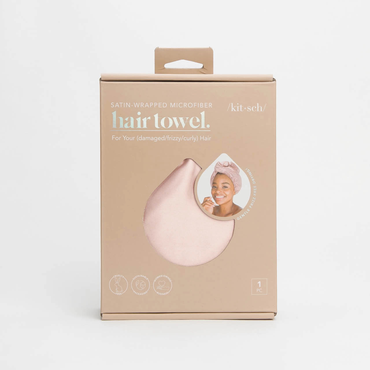 Kitsch Satin-Wrapped Microfiber Hair Towel - Blush