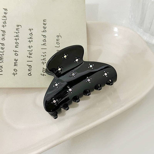 Solid Color Rhinestone Acetate Hair Claw DP25B942: Black