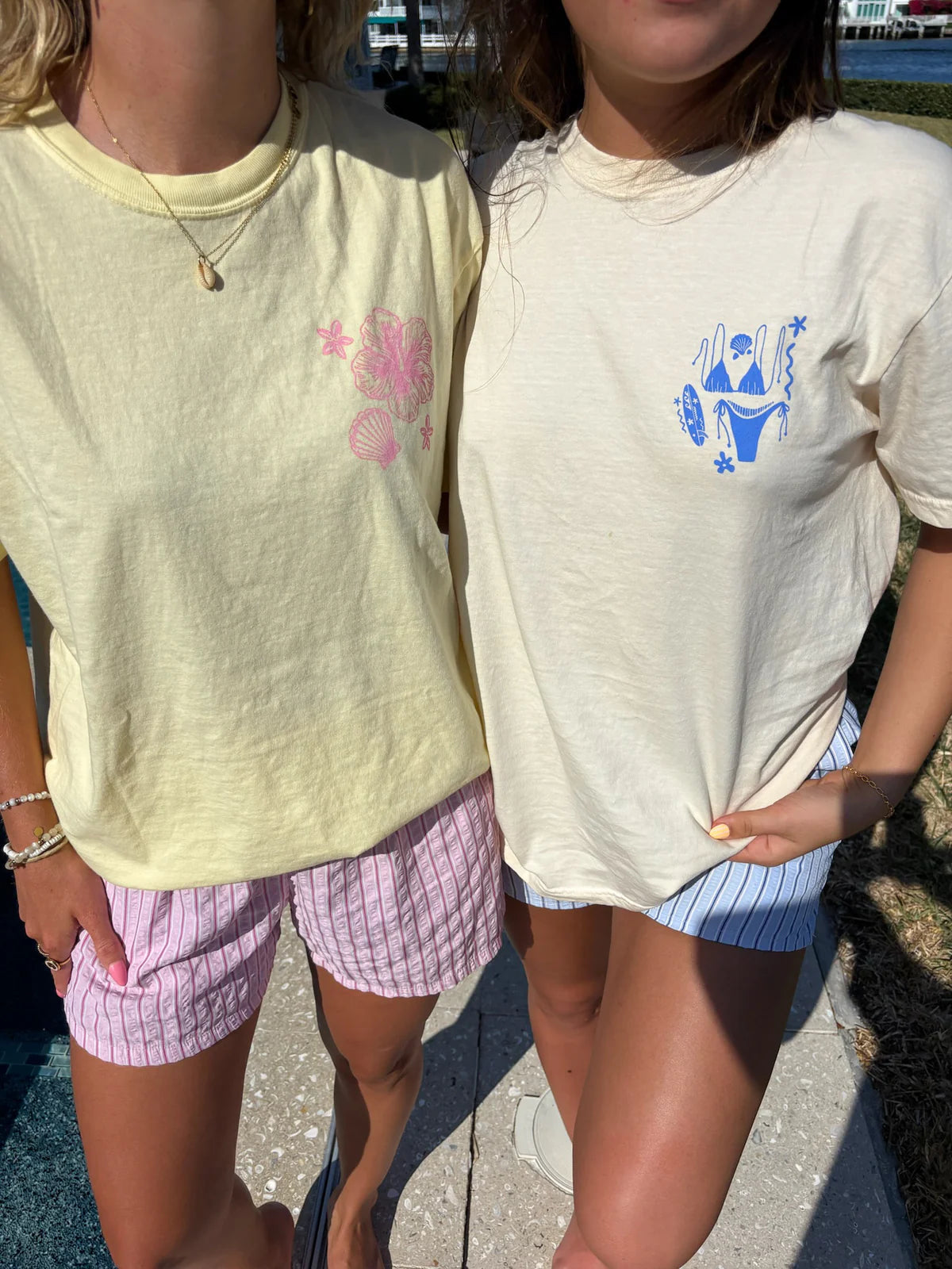 Sunkissed Coconut Ivory Blue Swim And Surf Comfort Colors Tee