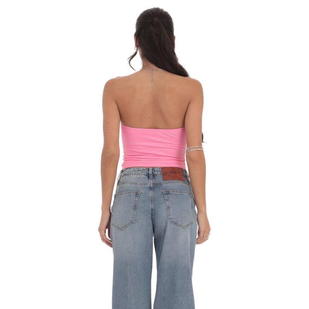 Lucy in the Sky Floral Print Tube Top | Pink Floral