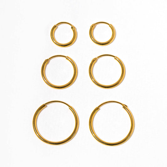 Endless Hoop Set — 3 Pairs of 18K Gold Plated Hoops