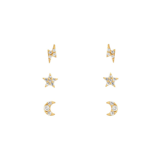 Girls Crew Teeny Tiny Galaxy Gold Studs Set