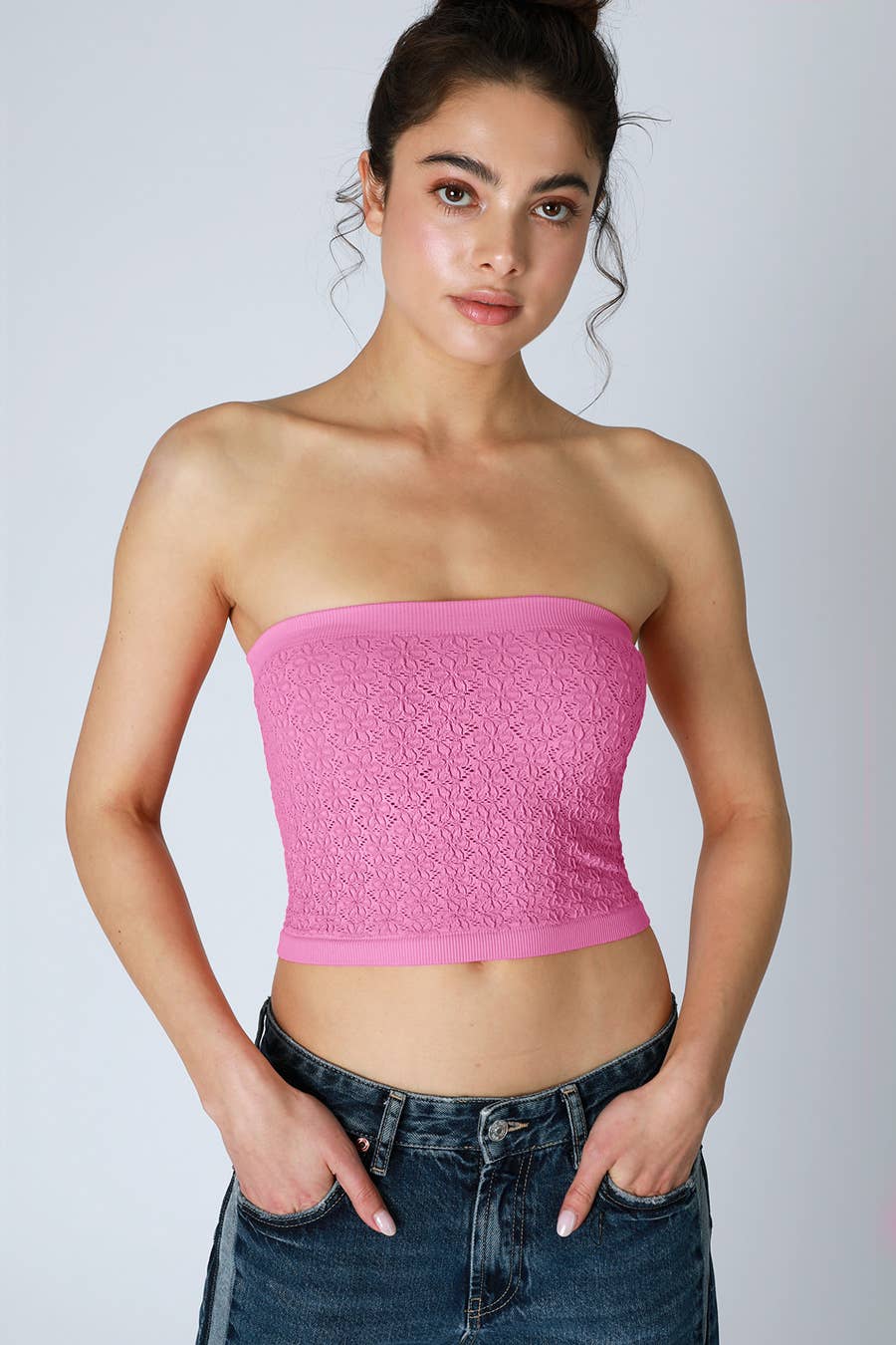 Floral Lace Tube Top | Breezy Blue