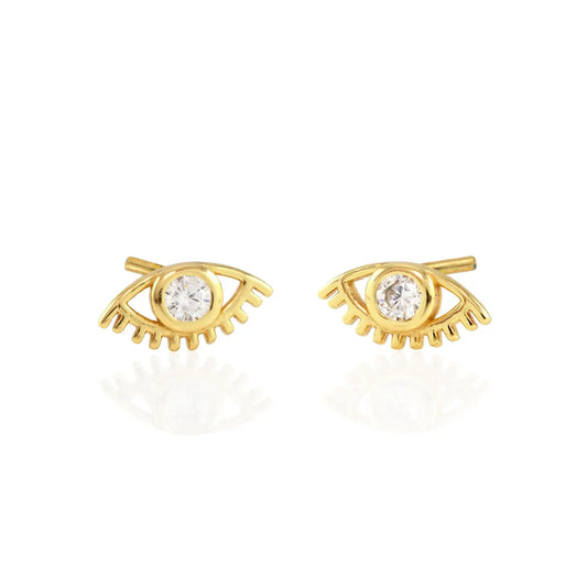 Kris Nations Crystal Eye Stud Earrings - Gold