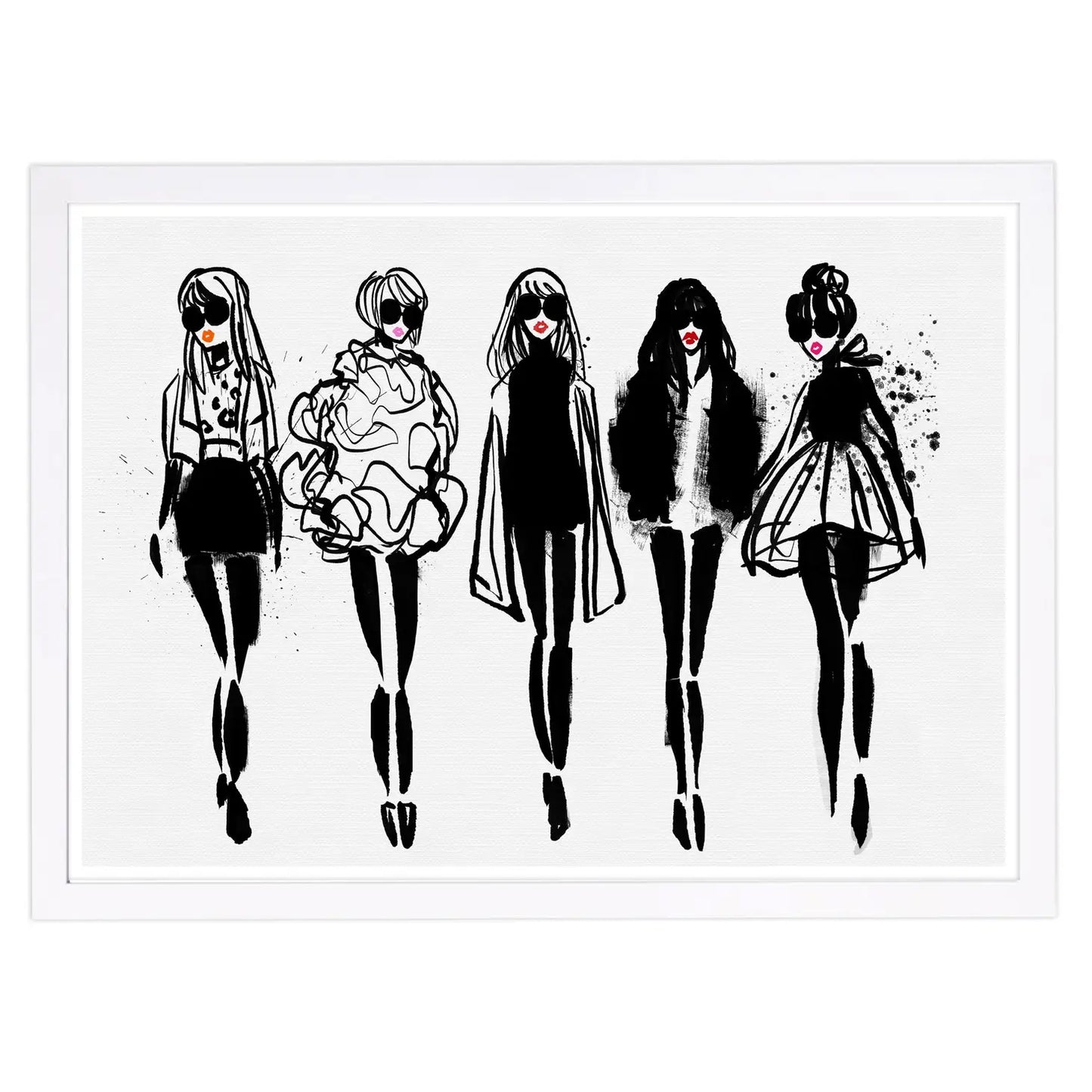 19" X 13" Girl Line Up Framed Art