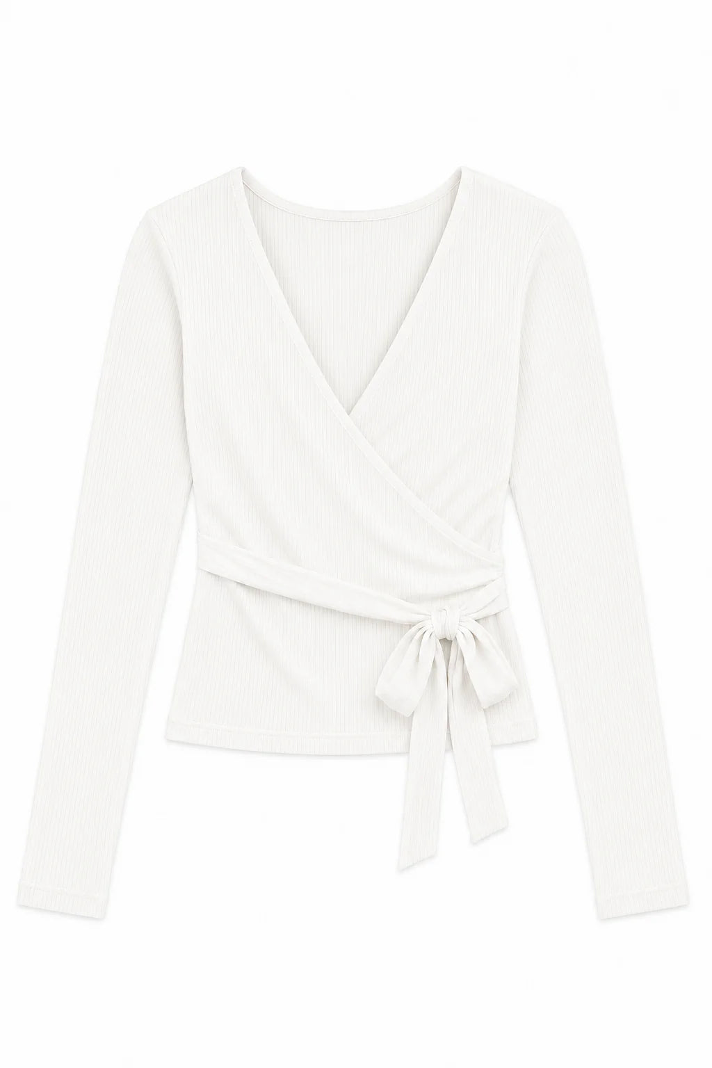 THEME NYC Ever Lightweight Rib Wrap Top | White