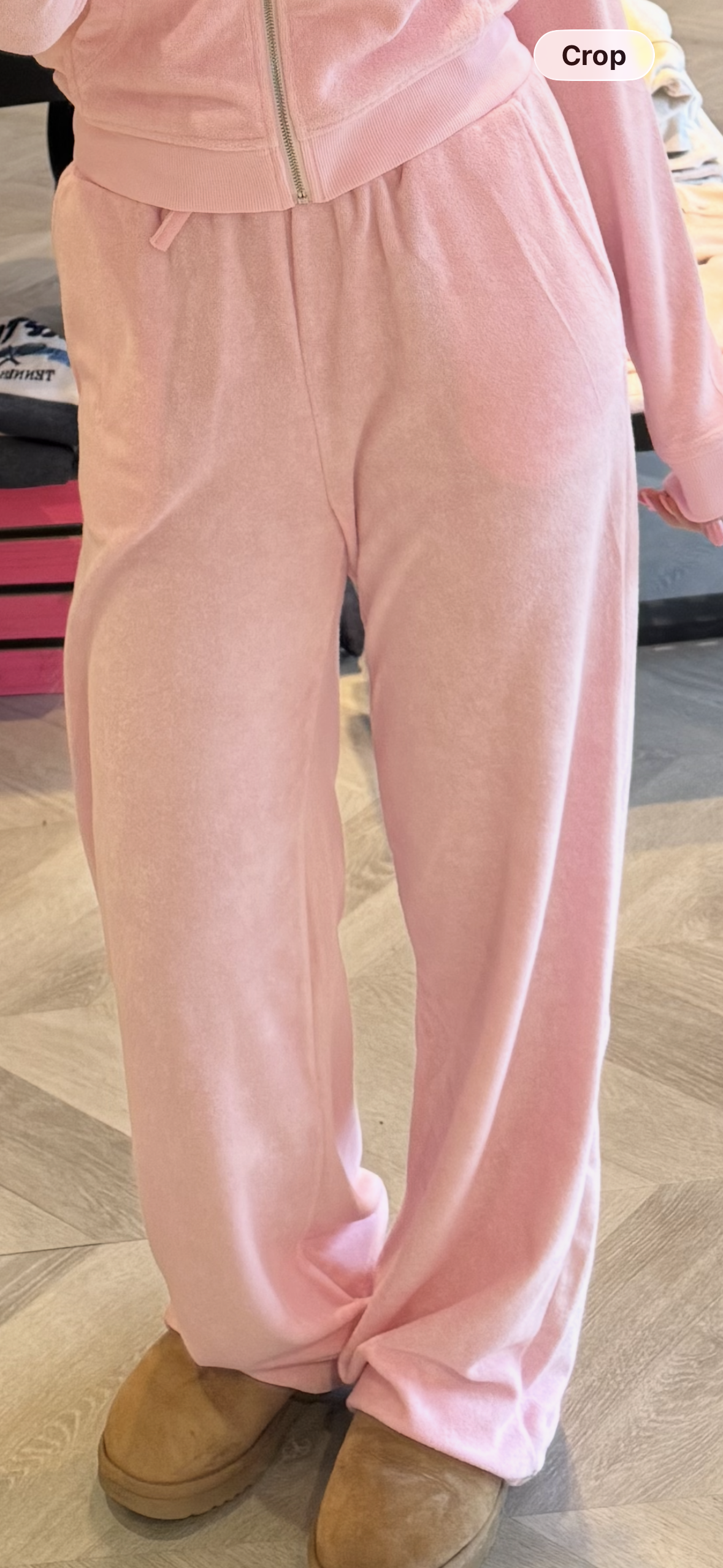Theme NYC Ash Pink With Cherries Terry Wide Leg Pant