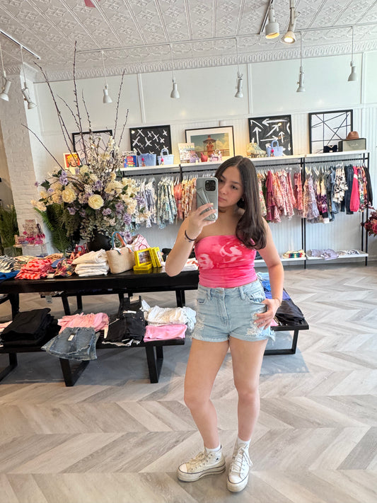 Lucy in the Sky Floral Print Tube Top | Pink Floral