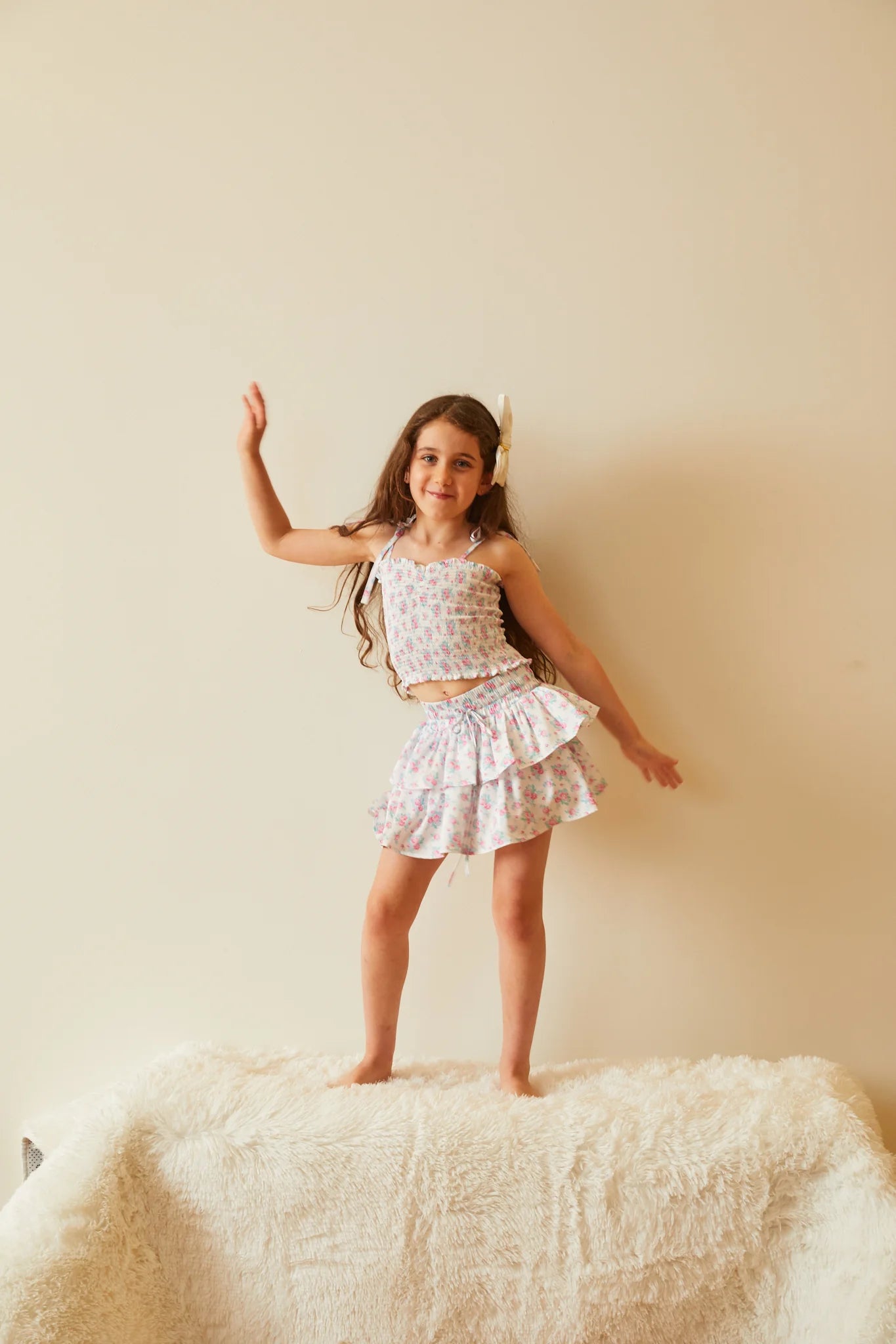 Theme NYC Willow Romantic Rose White with Pink Satin Skort