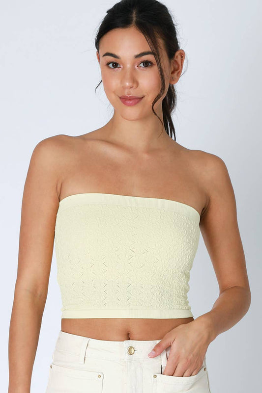 Floral Lace Tube Top | Butter Cream