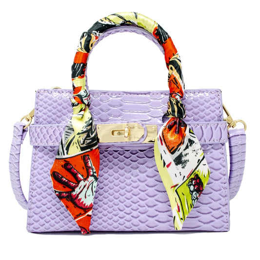 Faux Crocodile Scarf Handbag | Lavender