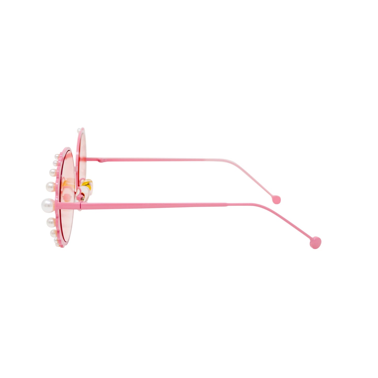 Round Pearls Sunglasses | Pink Gold