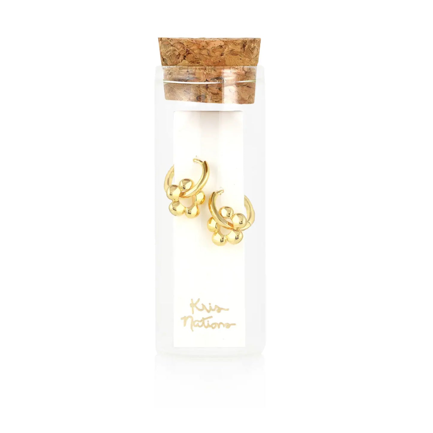 Kris Nations Flower Huggie Hoop Earrings - Gold