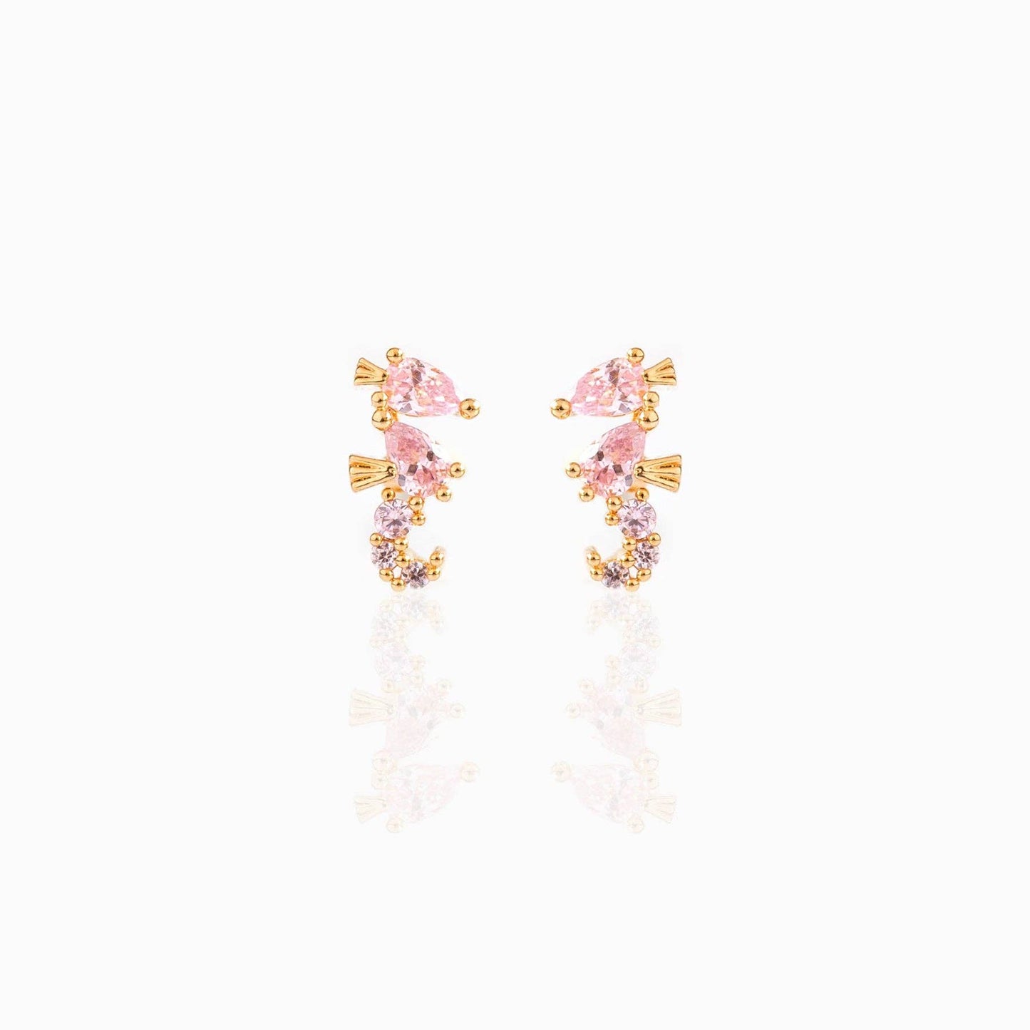 Girls Crew Sparkling Seahorse Gold Studs