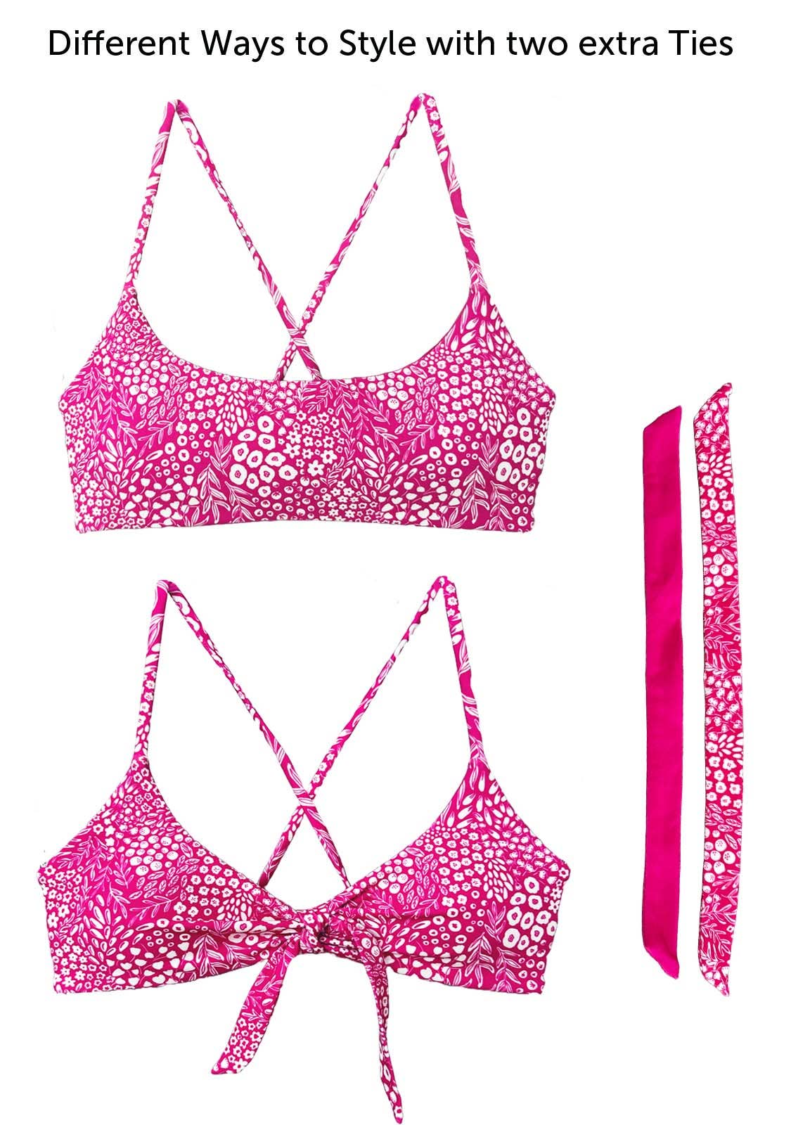 Chance Loves Coral Two-Piece Girls Scoop Bikini | Coral Pink (REVERSIBLE)