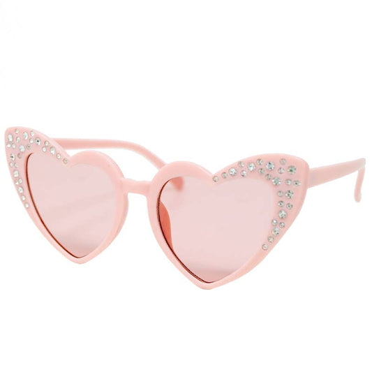 Crystal Heart Sunglasses: White