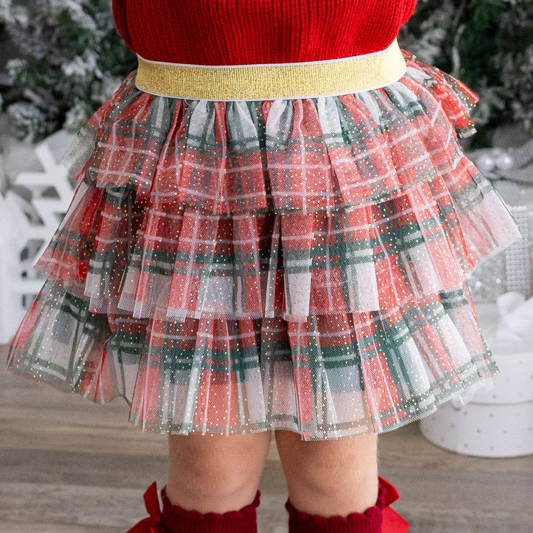 Christmas Plaid Tiered Tutu Skirt