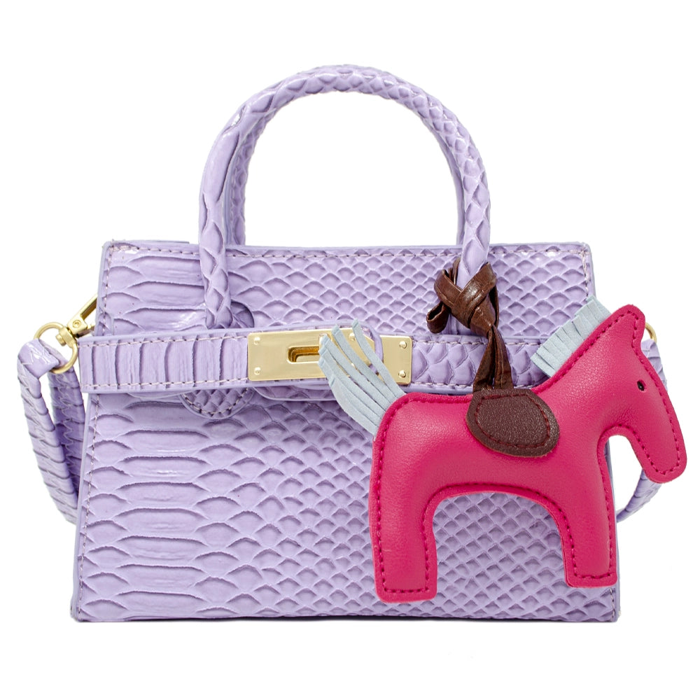 Faux Crocodile Pony Handbag | Lavender