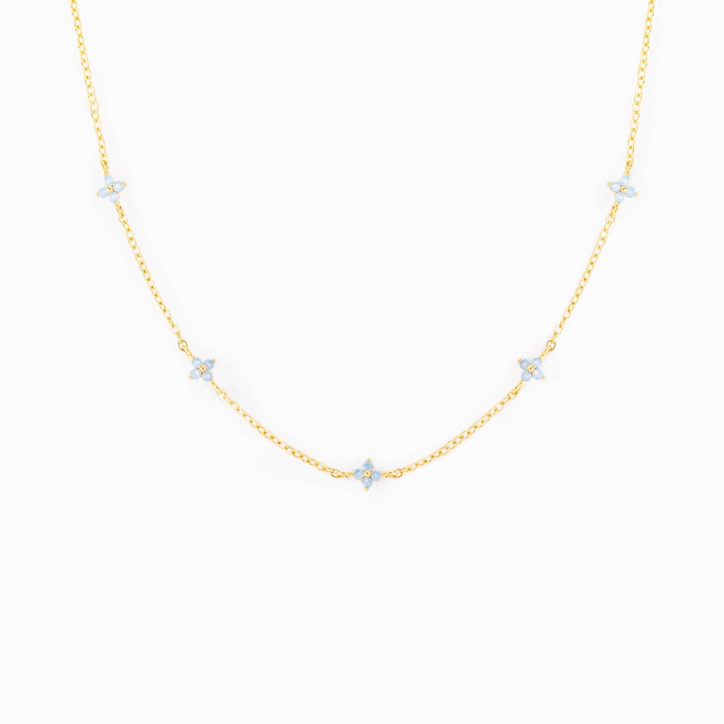 Girls Crew Blue Blossom Love Gold Necklace
