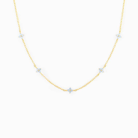 Girls Crew Blue Blossom Love Gold Necklace
