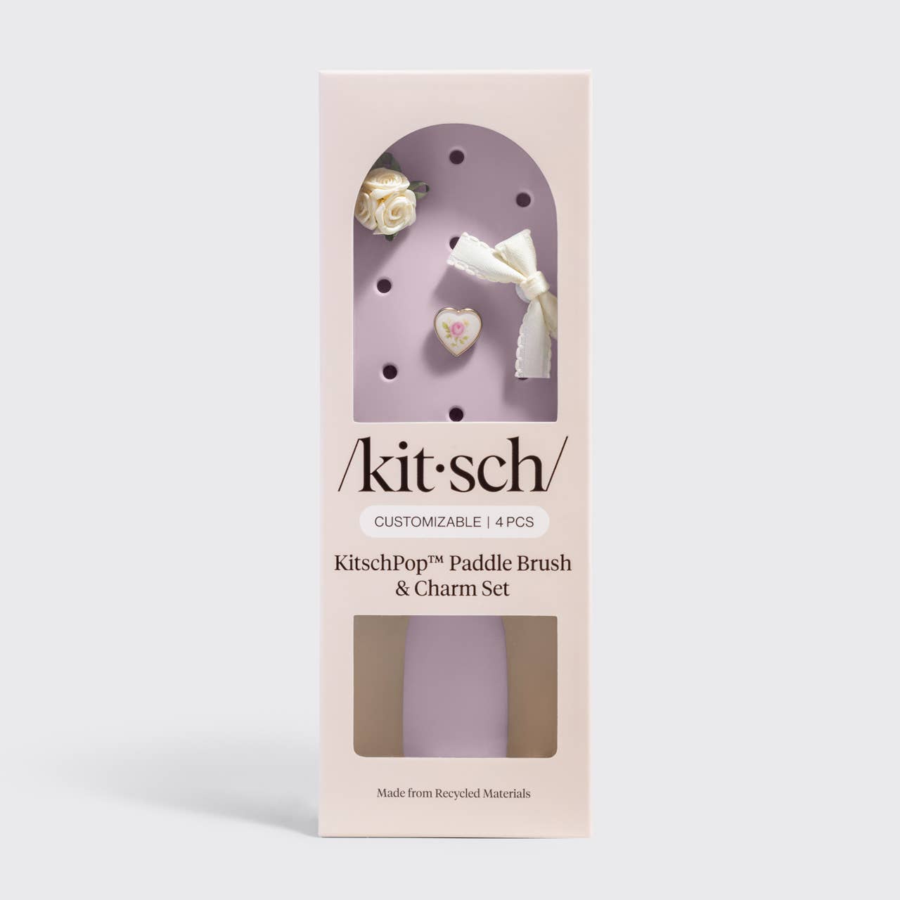KitschPop™ Paddle Brush & Charm Set – Soft Violet