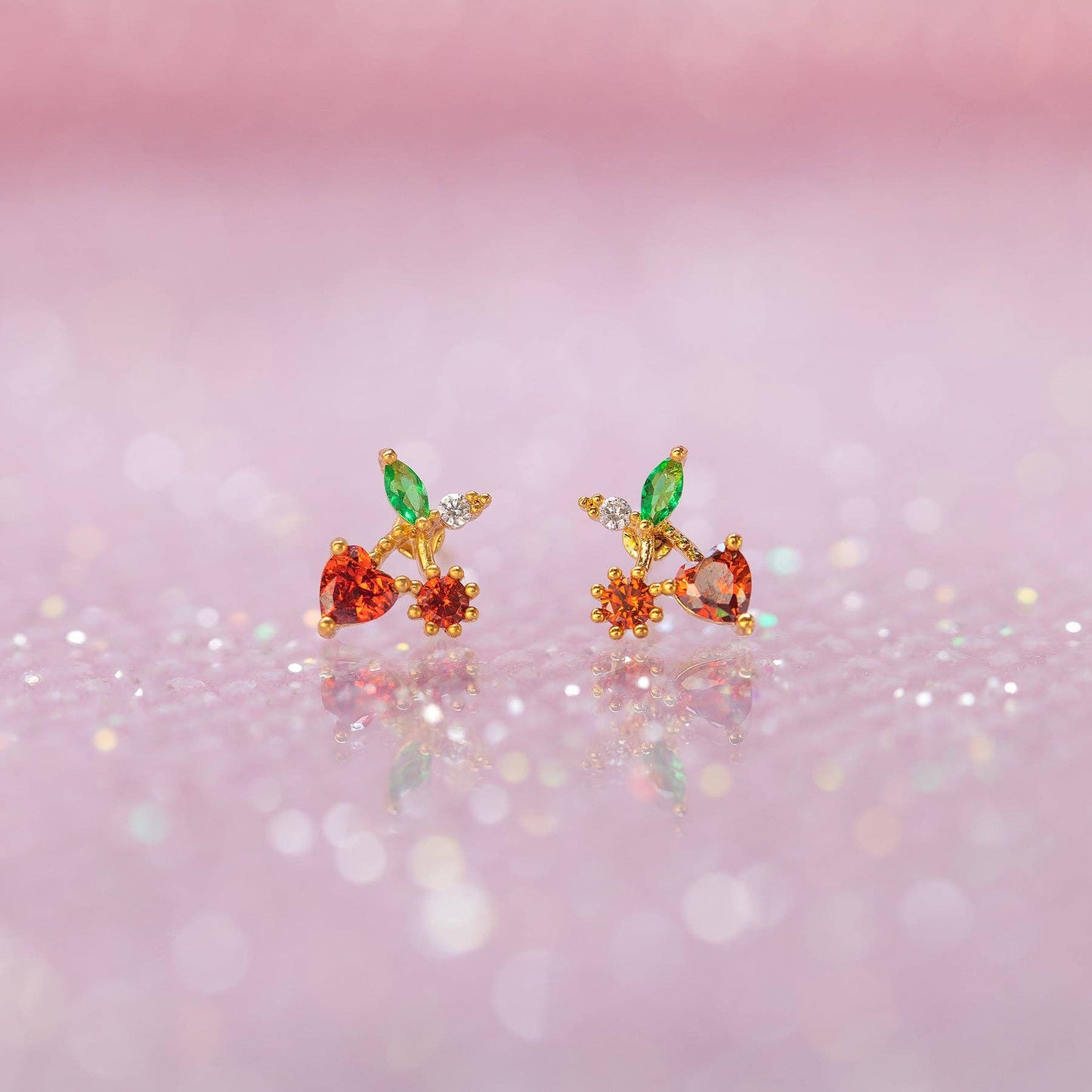 Girls Crew Cherry On Top Gold Studs