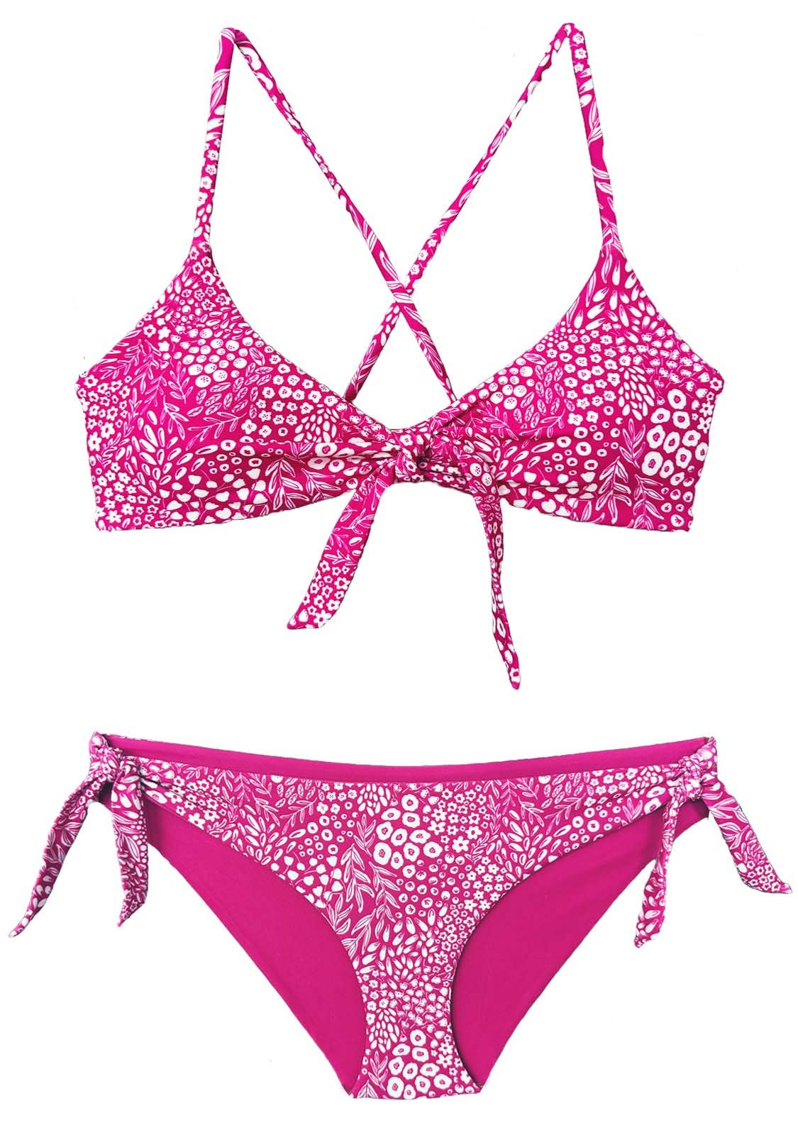Chance Loves Coral Two-Piece Girls Scoop Bikini | Coral Pink (REVERSIBLE)