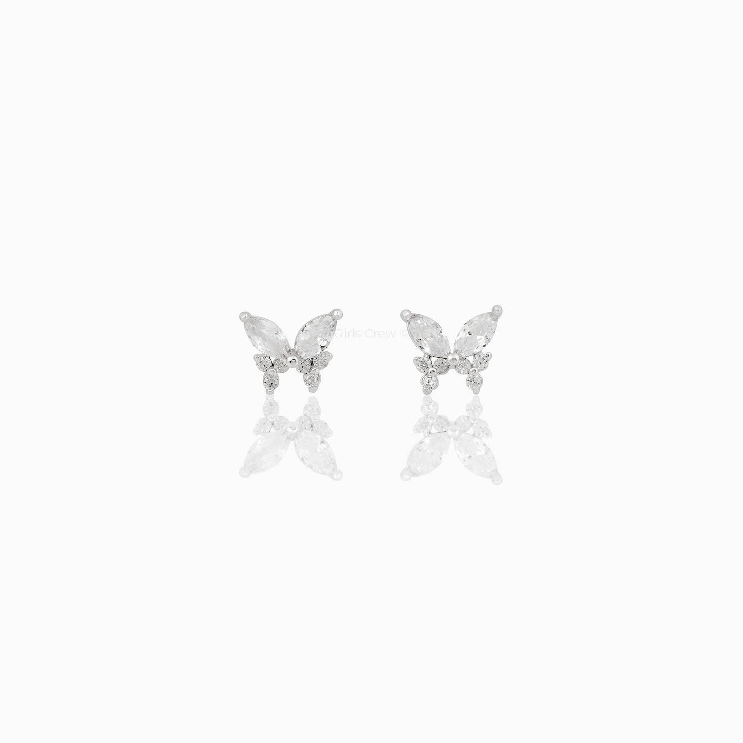 Girls Crew Remember Me Butterfly Rose Gold Studs