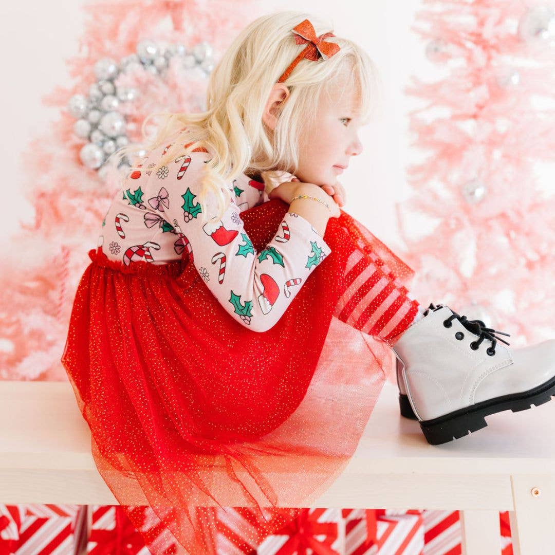 Red Glitter Christmas Bow Headband