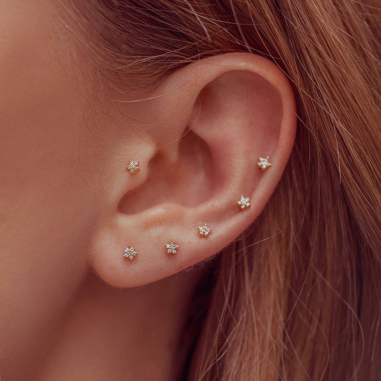 Girls Crew Teeny Tiny Star Rose Gold Studs