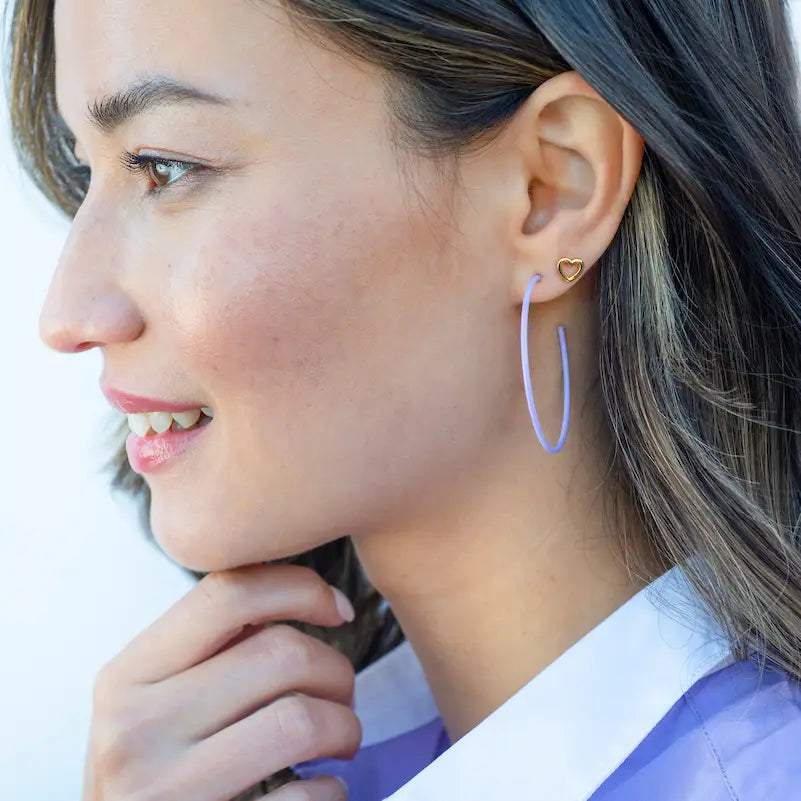Kris Nations Heart Outline Stud Earrings