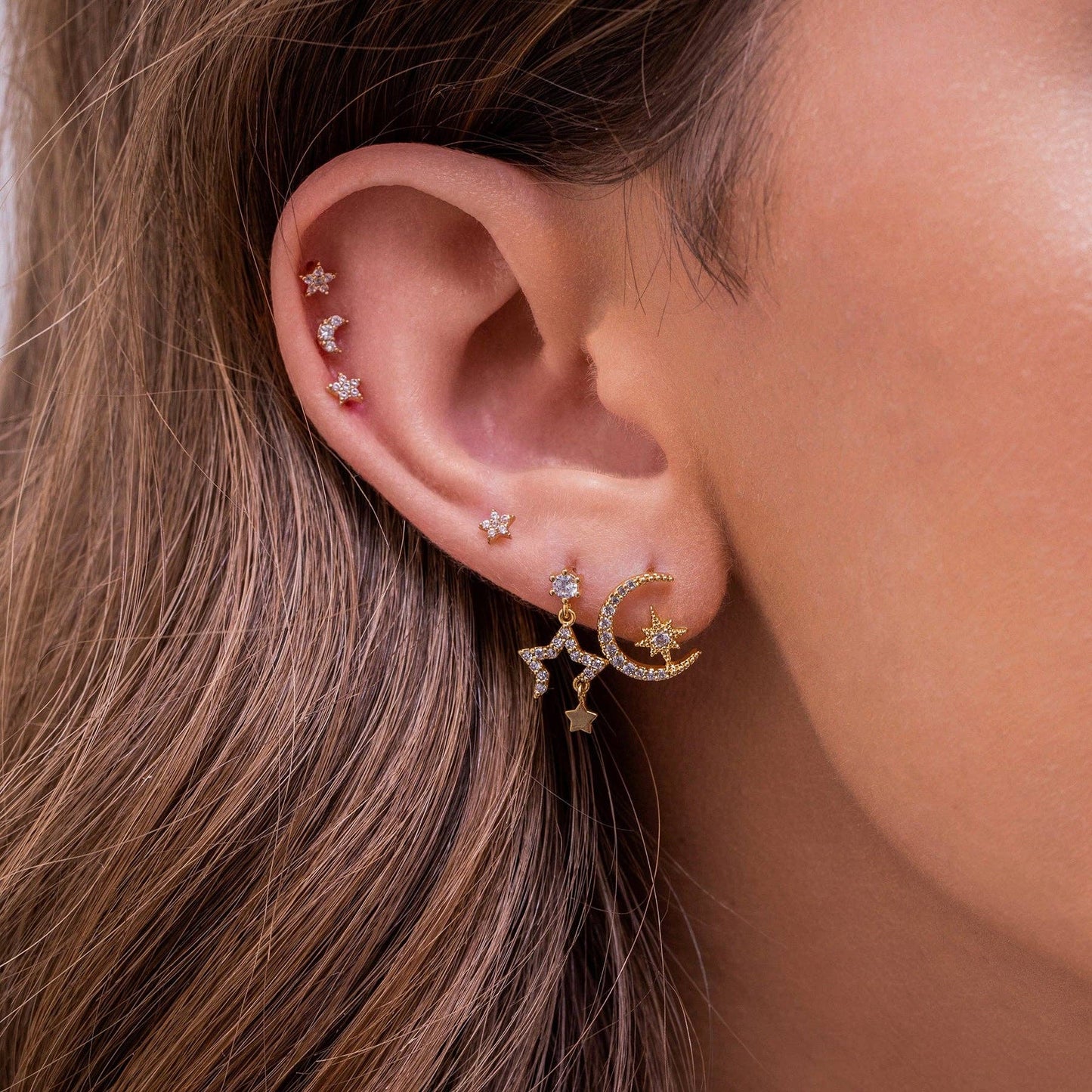 Girls Crew Teeny Tiny Galaxy Gold Studs Set