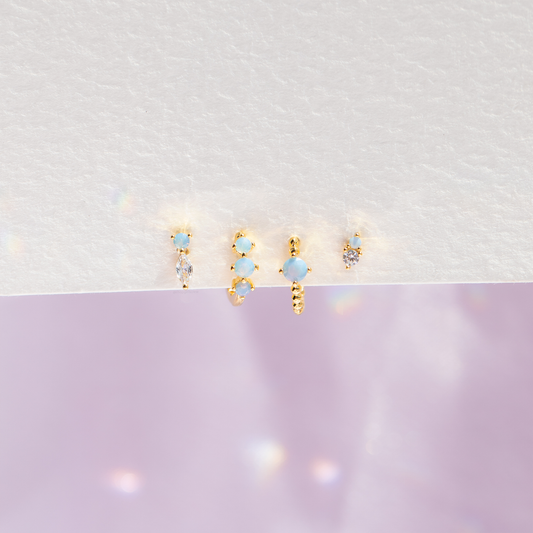 We Found Wonderland Earring Set — 18K Gold Plated with Opal & CZ Accents