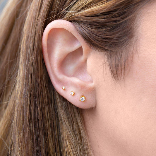 Classic Radiance Earring Set — 18K Gold Plated CZ Stud Trio