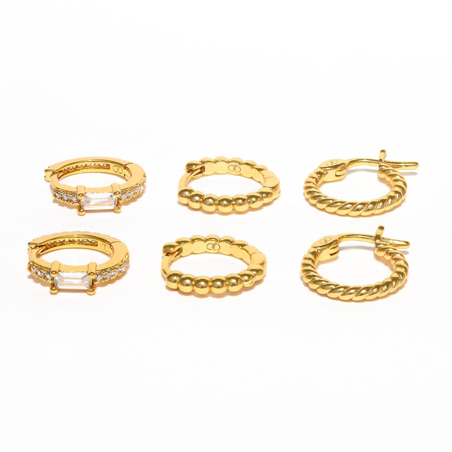 California Dreamin’ Hoop Set — 18K Gold Plated, 3 Pairs