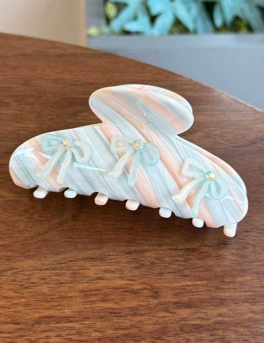 Elegant Bow Rhinestone Acetate Hair Claw DP25E893: Blue