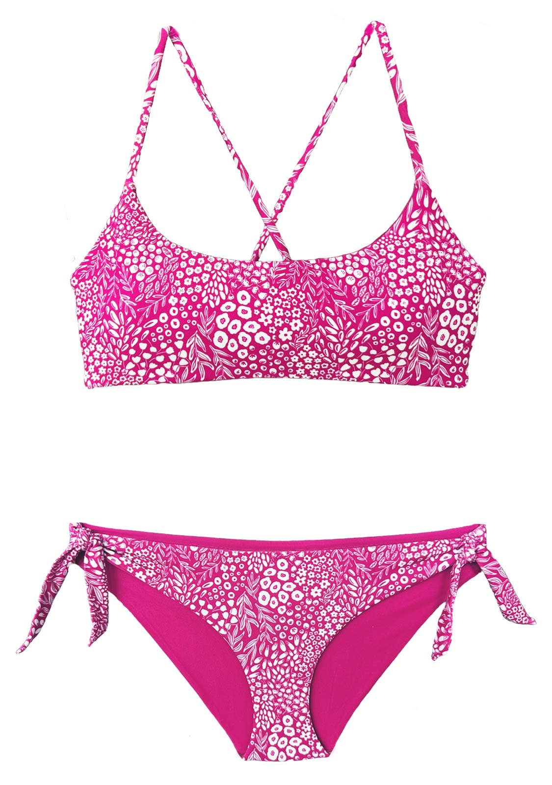 Chance Loves Coral Two-Piece Girls Scoop Bikini | Coral Pink (REVERSIBLE)