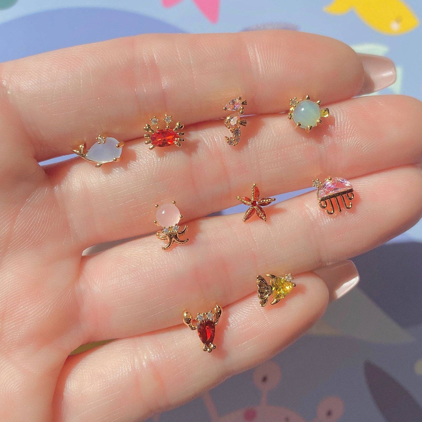 Girls Crew Sparkling Seahorse Gold Studs