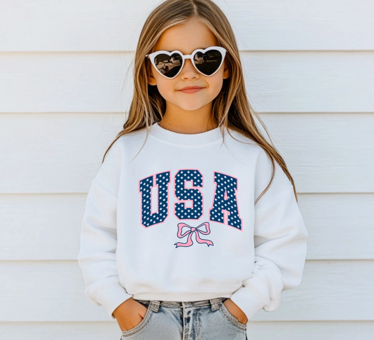 Preppy USA Coquette Sweatshirt 4th of July America | Youth