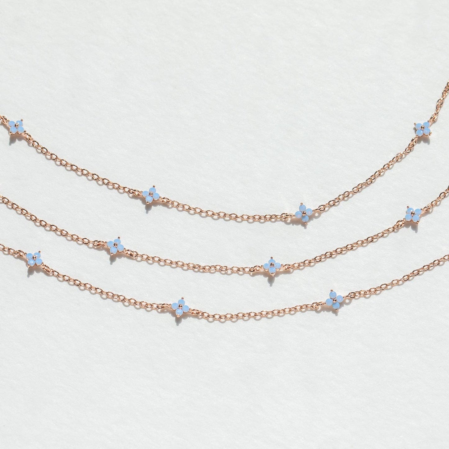 Girls Crew Blue Blossom Love Gold Necklace