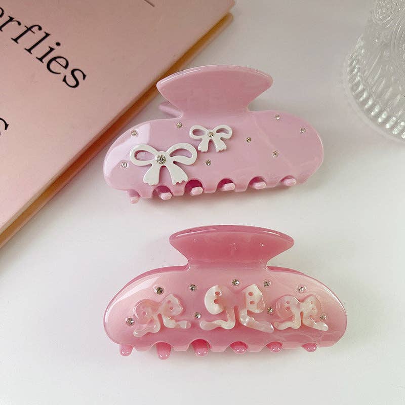 Bow About It Rhinestone Hair Clip – Pink