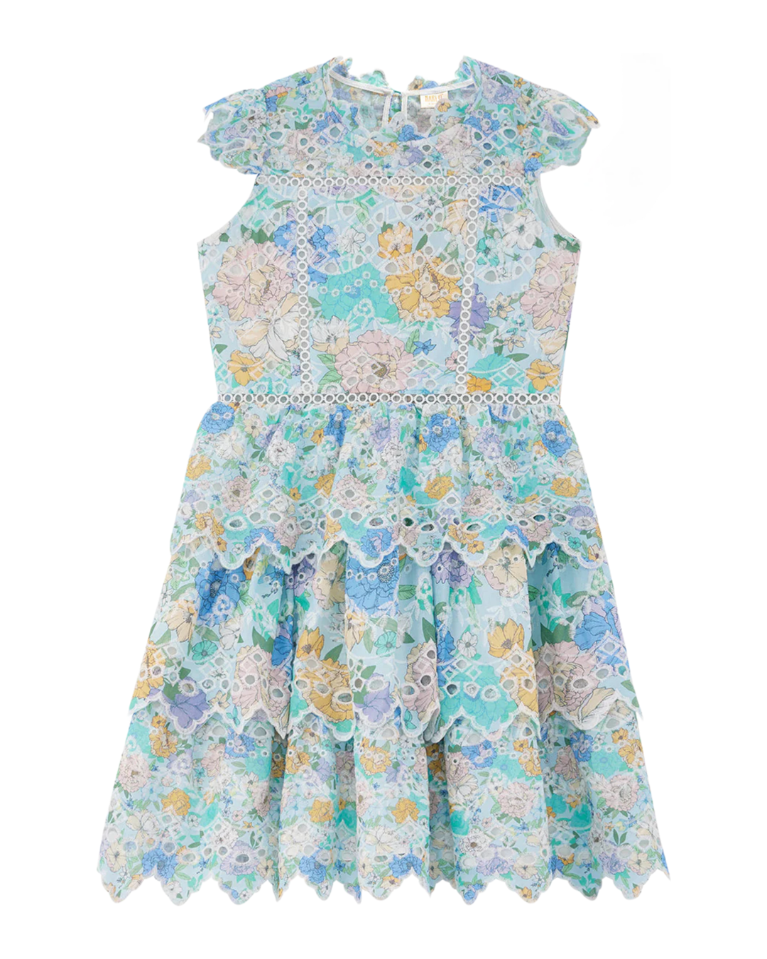 Marlo Azure Embroidered Frill Dress