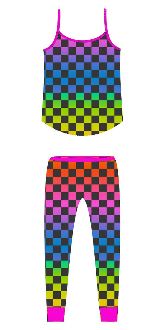 Rowdy Sprout – Unterhemd-Set mit Regenbogen-Karos