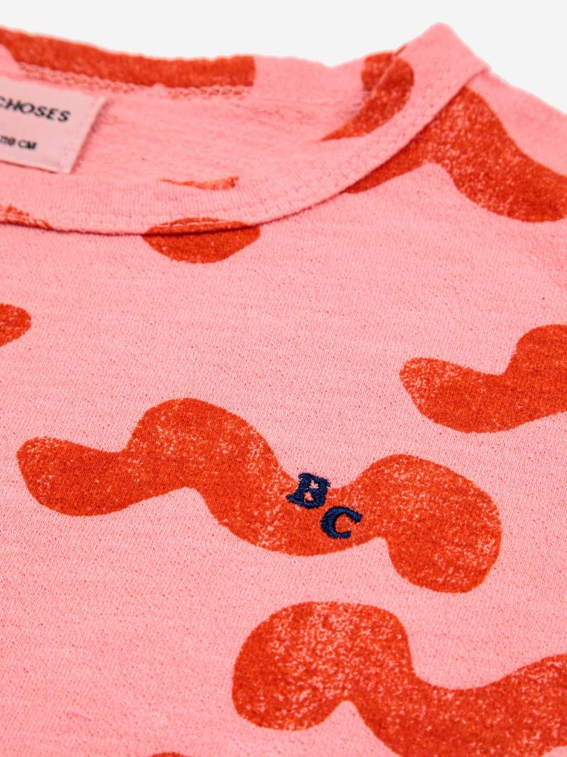 Bobo Choses Waves All Over Puff Sleeve T-Shirt