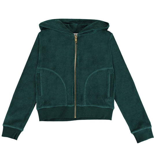Molo Milla Velours-Kapuzenpullover mit Reißverschluss