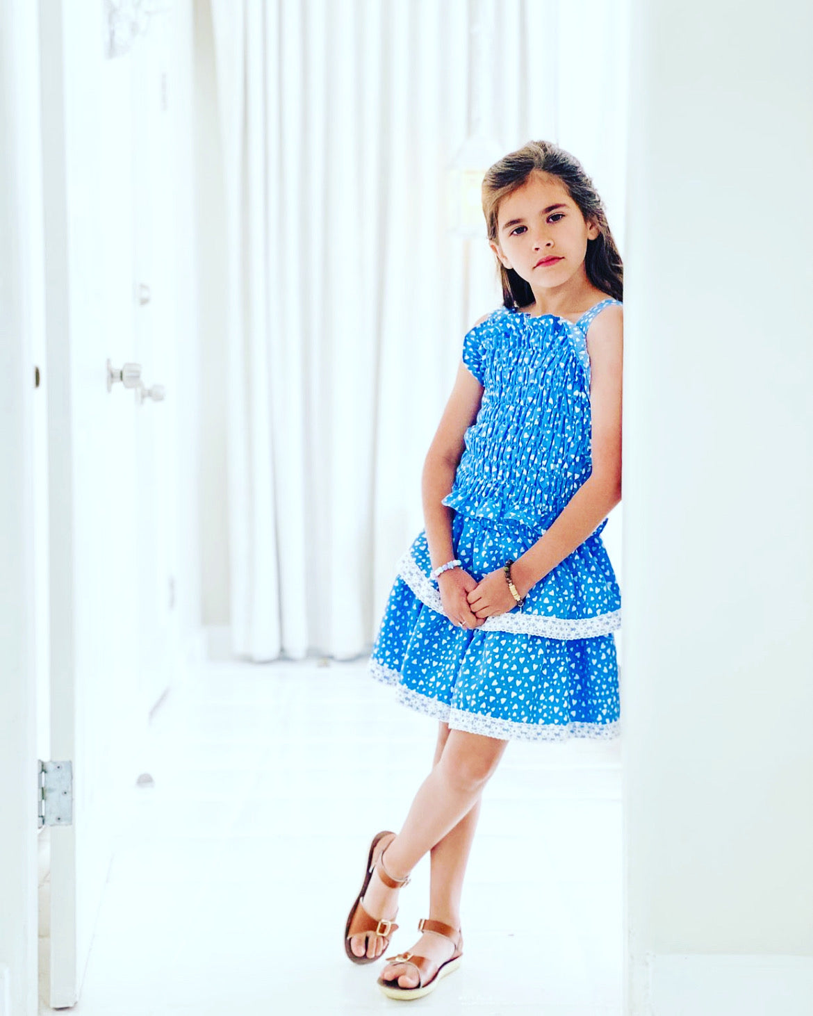 Little Olin Heart Ruffled Smocked Top