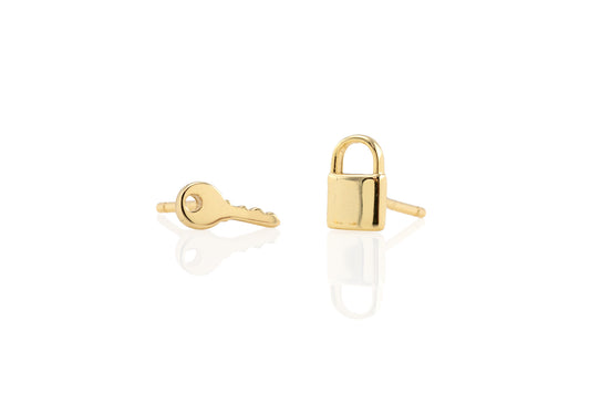Kris Nations Lock & Key Stud Earrings